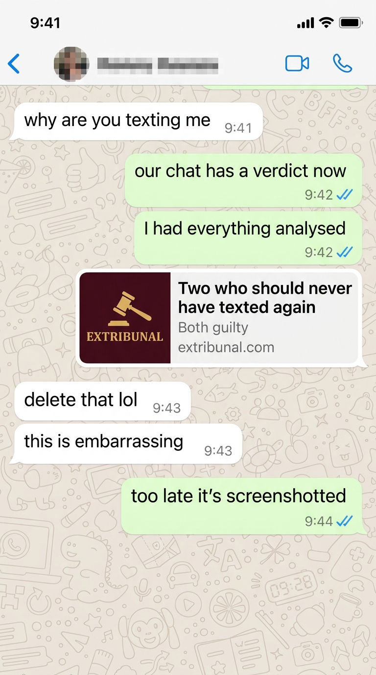 Verdict Extribunal partagé dans une conversation